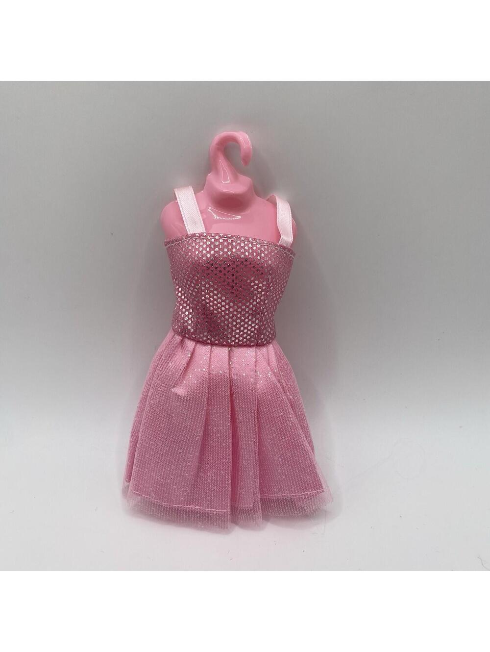 Barbie Size Clothes- Pink Satin Shimmer Tulle Dress B20